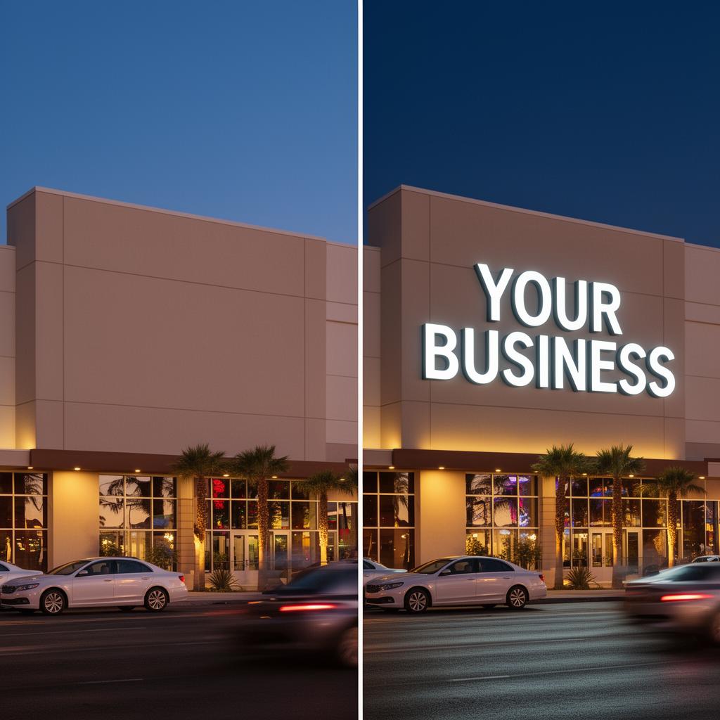 Before and after AI sign mockup